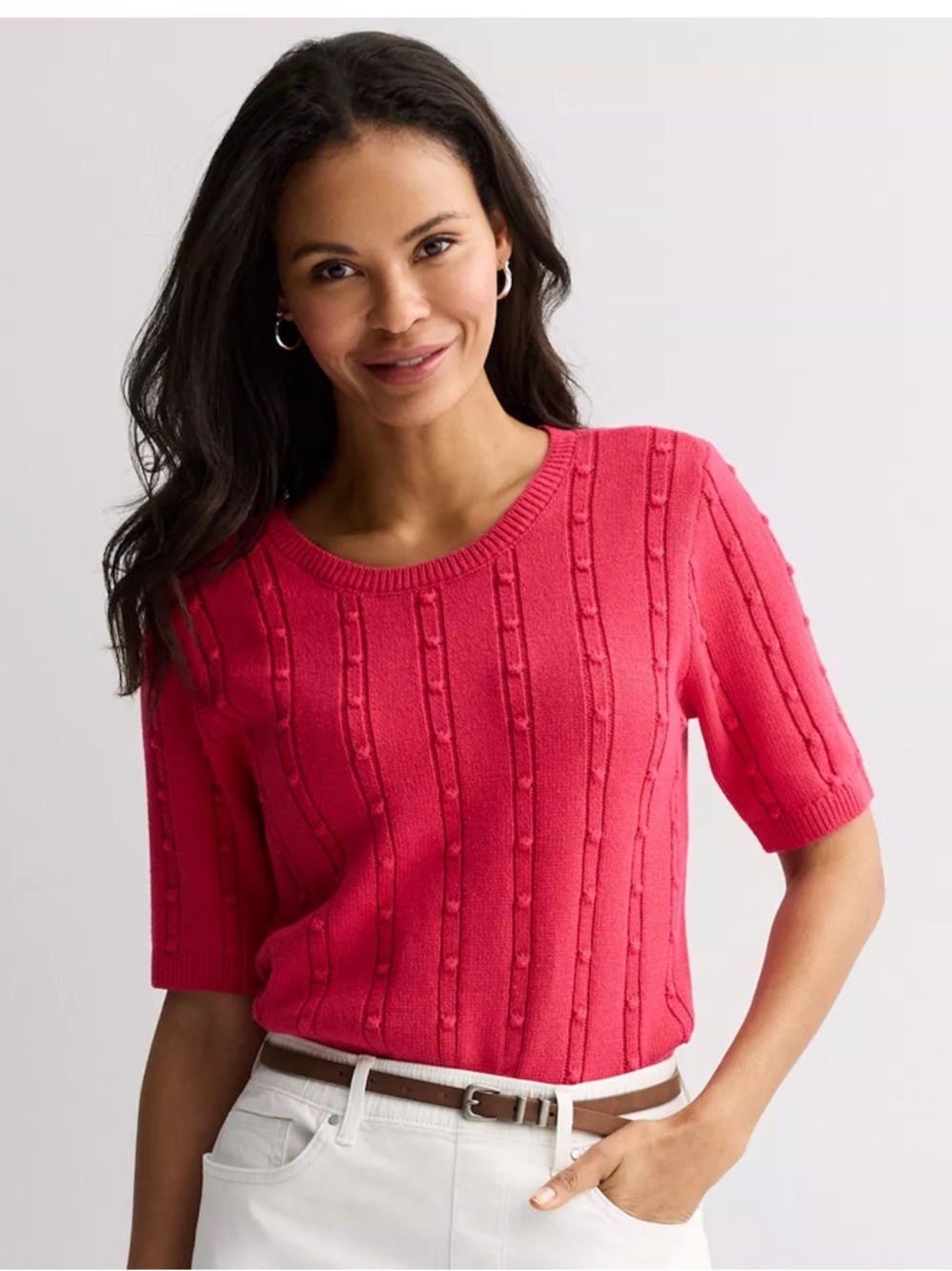 Bobble Stitch Short Sleeve Sweater